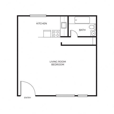 Floor plan for studio, 1 bath, 330 sqft